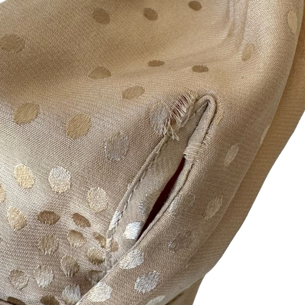 Club Monaco 100% Silk Polka Dot Button Up Tan Gold Blouse Women's XS - Picture 7 of 7